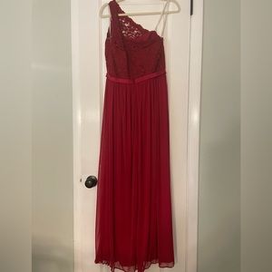 David’s bridal brides maid red dress size 8 off one shoulder